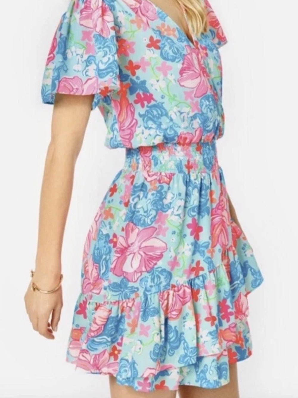 Lilly Pulitzer Blue Floral Smocked Dress